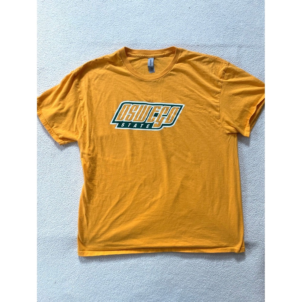 Gildan Mens Extra Large T-Shirt Gold Oswego State University Graphic Tee